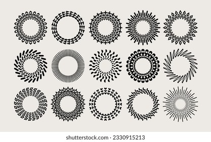 Bundle of line abstract circle border logo design. Modern geometric circle stamp.