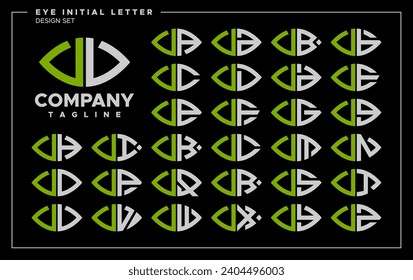 Bundle of line abstract eye or leaf letter U UU logo design