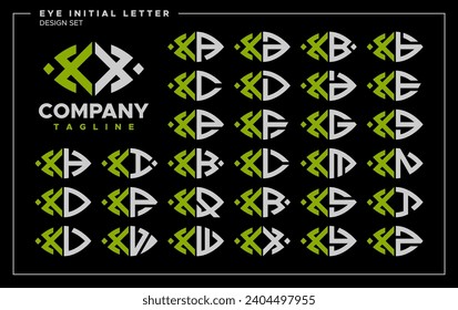 Bundle of line abstract eye or leaf letter X XX logo design