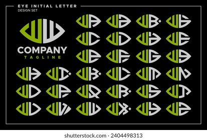 Bundle of line abstract eye or leaf letter W WW logo design