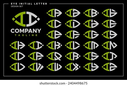 Bundle of line abstract eye or leaf letter I II logo design