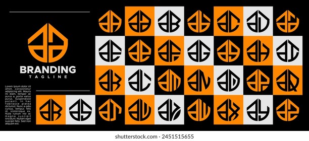 Bundle of line abstract lowercase letter A AA logo design