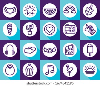 conjunto de iconos de conjunto de línea Ilustración vectorial diseño