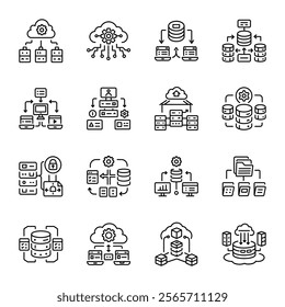 Bundle of Line Style Database Storage Icons 

