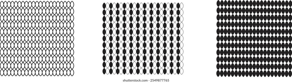 Bundle of linear flat pattern design elements for poster book cover frame gift card magazine. Simple minimalist wave line art wavy objects. Halftone circle shapes, memphis repeated image clip art icon