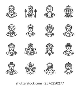 Bundle of Linear Roman Greek Character Icons 


