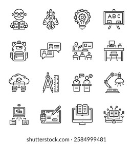 Bundle of Linear Style Education Tools Icons 

