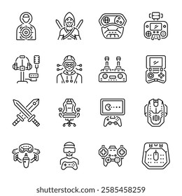 Bundle of Linear Style Gaming Icons 