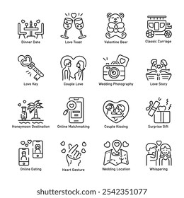 Bundle of Linear Style Wedding Icons 

