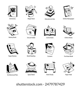 Bundle of Literature Doodle Icons 

