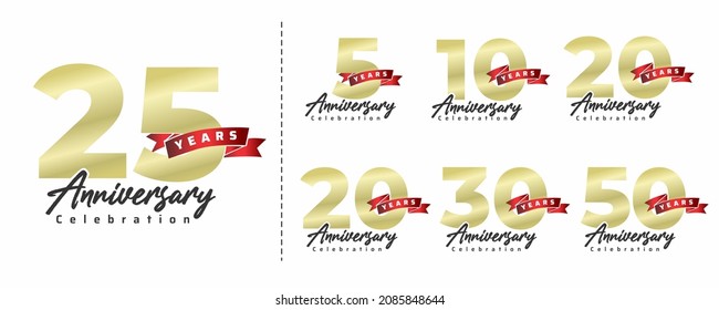 Bundle logo Anniversary Set gold color with red ribbon luxury style