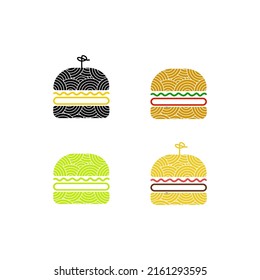 Bundle Logo Icon Ramen Burger Stock Vector