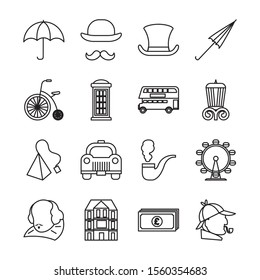 bundle of london country set icons vector illustration design