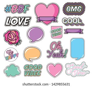 bundle of love and messages pop art style vector illustration design