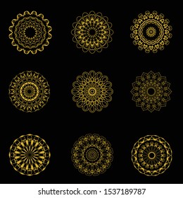 Bundle Luxury and Elegant. Big Collection of Round Mandalas Made in Different Styles. Clean and Modern Style