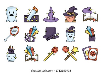 bundle of magic sorcery set icons vector illustration design