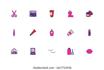 bundle of make up accessories icons vector illustration design