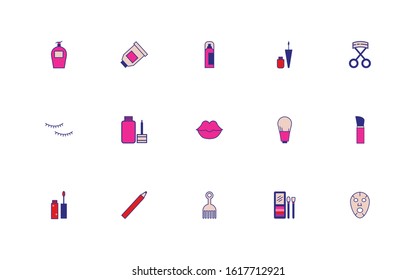 bundle of make up accessories icons vector illustration design