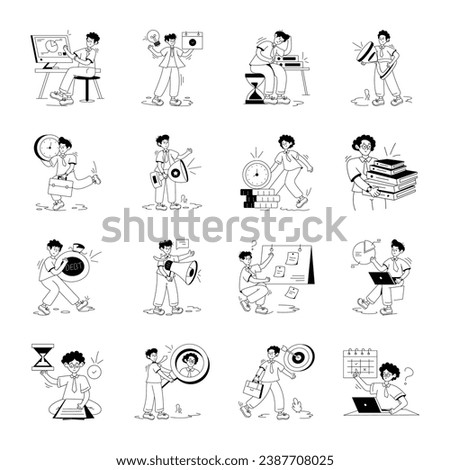 Bundle of Manager Planning Glyph Illustrations 

