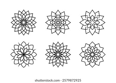 Bundle of mandala art design isolated on white background