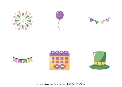 bundle of mardi gras set icons vector illustration design