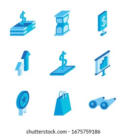 conjunto de iconos de conjunto de marketing diseño de ilustración vectorial