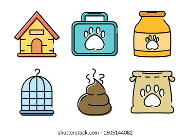 bundle of mascots and accessories vector illustration design