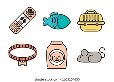 bundle of mascots and accessories vector illustration design