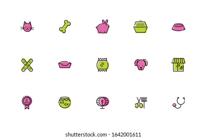 bundle of mascots and accessories vector illustration design