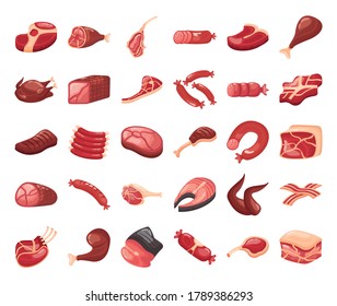bundle of meat cuts set icons vector illustration design