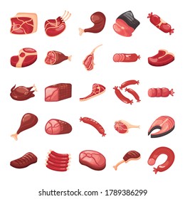 bundle of meat cuts set icons vector illustration design