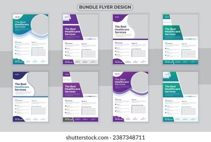 Bundle Medical Flyer Or Dl Flyer And Rack Card Design Template and Business Flyer set, Medical Brochure.