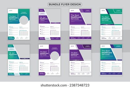 Bundle Medical Flyer Or Dl Flyer And Rack Card Design Template and Business Flyer set, Medical Brochure.