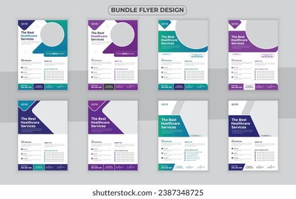Bundle Medical Flyer Or Dl Flyer And Rack Card Design Template and Business Flyer set, Medical Brochure.