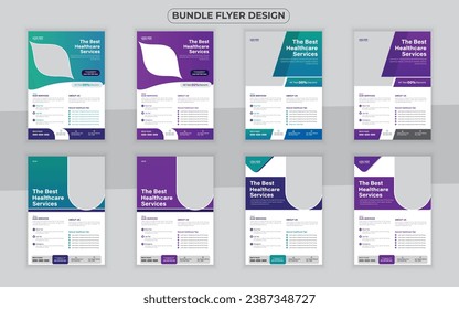 Bundle Medical Flyer Or Dl Flyer And Rack Card Design Template and Business Flyer set, Medical Brochure.