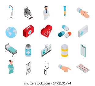 bundle of medical healthcare icons vector illustration design