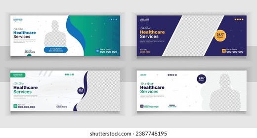 Bundle Medical Healthcare, Web Banner Cover Design, Template Design For Social Media Posts Set.