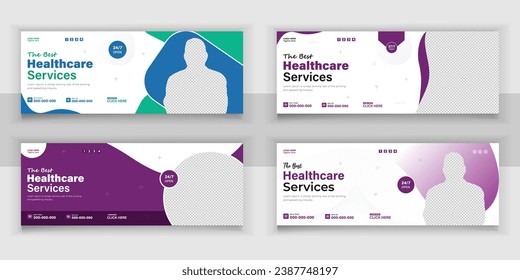 Bundle Medical Healthcare, Web Banner Cover Design, Template Design For Social Media Posts Set.