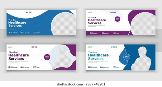 Bundle Medical Healthcare, Web Banner Cover Design, Template Design For Social Media Posts Set.