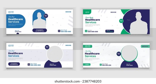 Bundle Medical Healthcare, Web Banner Cover Design, Template Design For Social Media Posts Set.