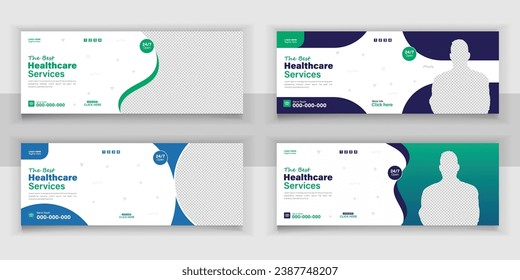 Bundle Medical Healthcare, Web Banner Cover Design, Template Design For Social Media Posts Set.