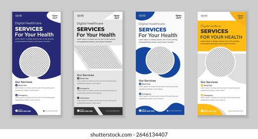 Bundle Medical Roll Up, DL ​​Flyer, and Rack Card Design Template for Your Hospital