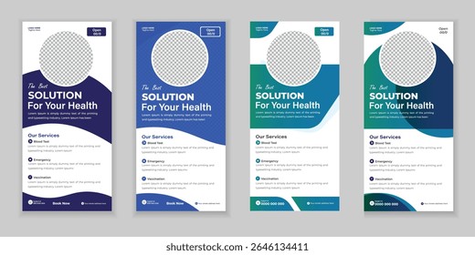 Bundle Medical Roll Up, DL ​​Flyer, and Rack Card Design Template for Your Hospital
