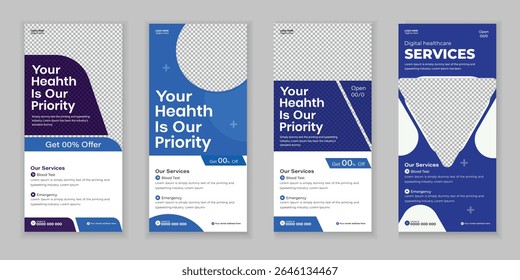 Bundle Medical Roll Up, DL ​​Flyer, and Rack Card Design Template for Your Business