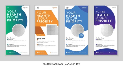 Bundle Medical Roll Up, DL ​​Flyer, and Rack Card Design Template for Your Business