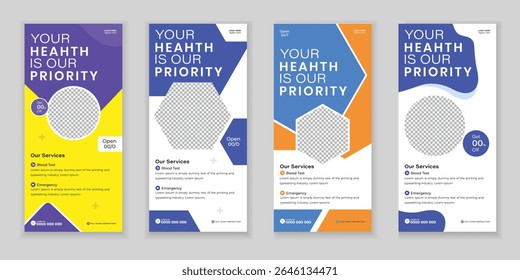 Bundle Medical Roll Up, DL ​​Flyer, and Rack Card Design Template for Your Business