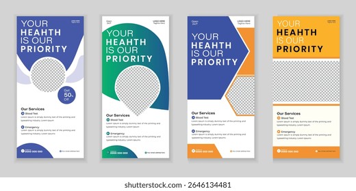 Bundle Medical Roll Up, DL ​​Flyer, and Rack Card Design Template for Your Business