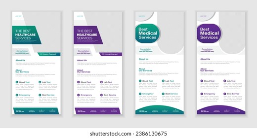 Bundle Medical Roll-Up Or Dl Flyer Rack Card Design and Business Flyer set, corporate, Medical Brochure Design.