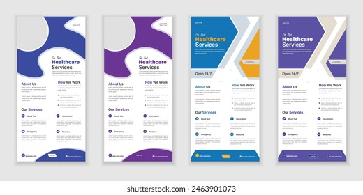 Bundle Medical Roll-Up Or Dl Flyer And Rack Card Design Template For Your Business