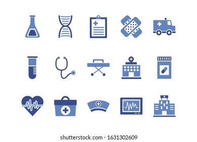 bundle of medical set icons vector illustration design